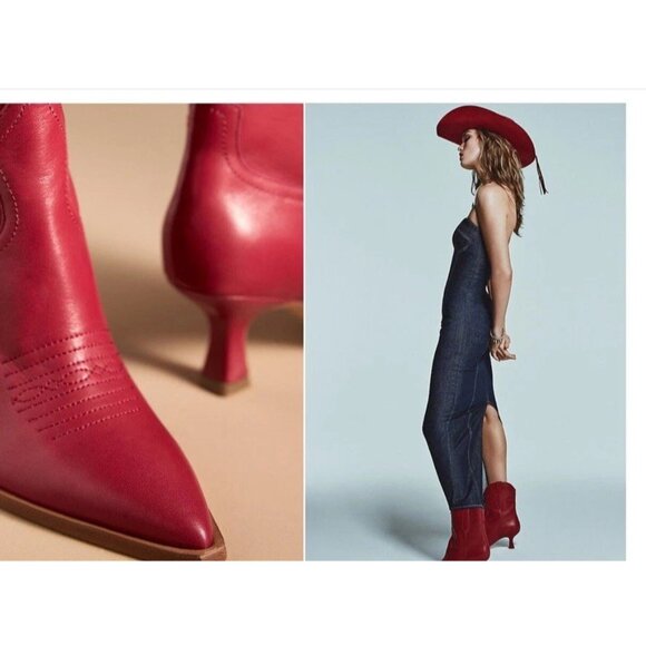 Dolce Vita Women's Size 8.5 Angel Western Cowboy Boots Booties Love Bright Red - Picture 7 of 16